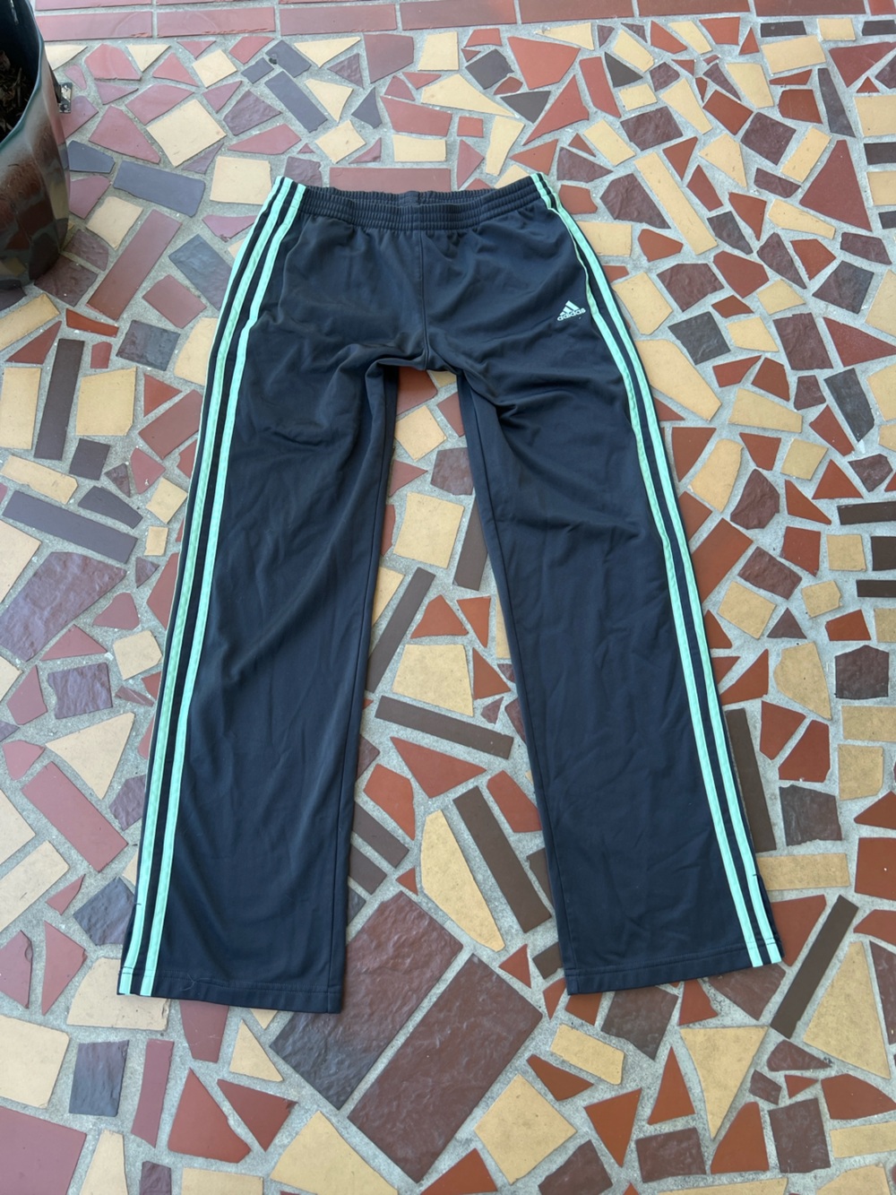 adidas Black Sweatpants with Mint Green Side Stripes